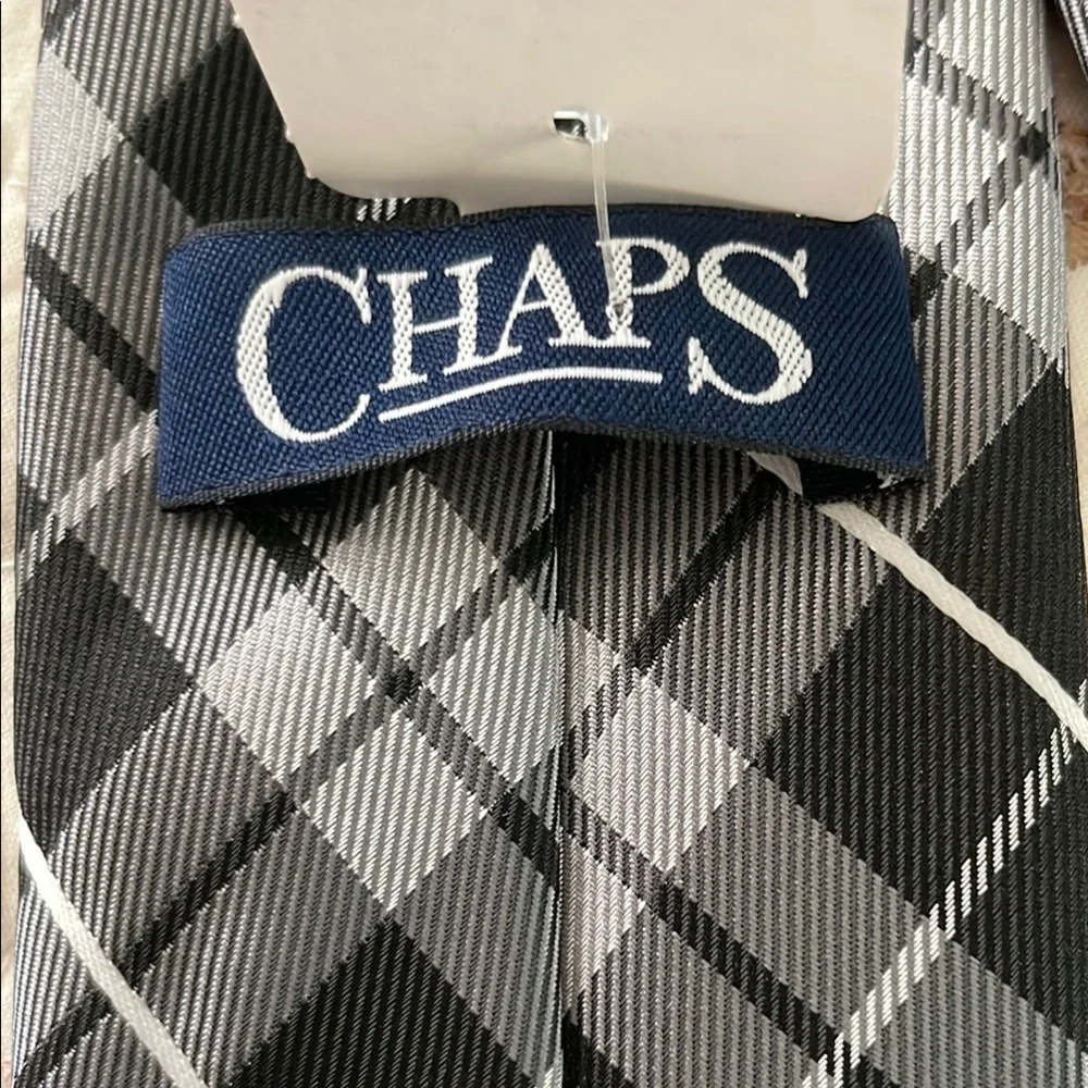 Chaps Black and Gray Plaid Necktie